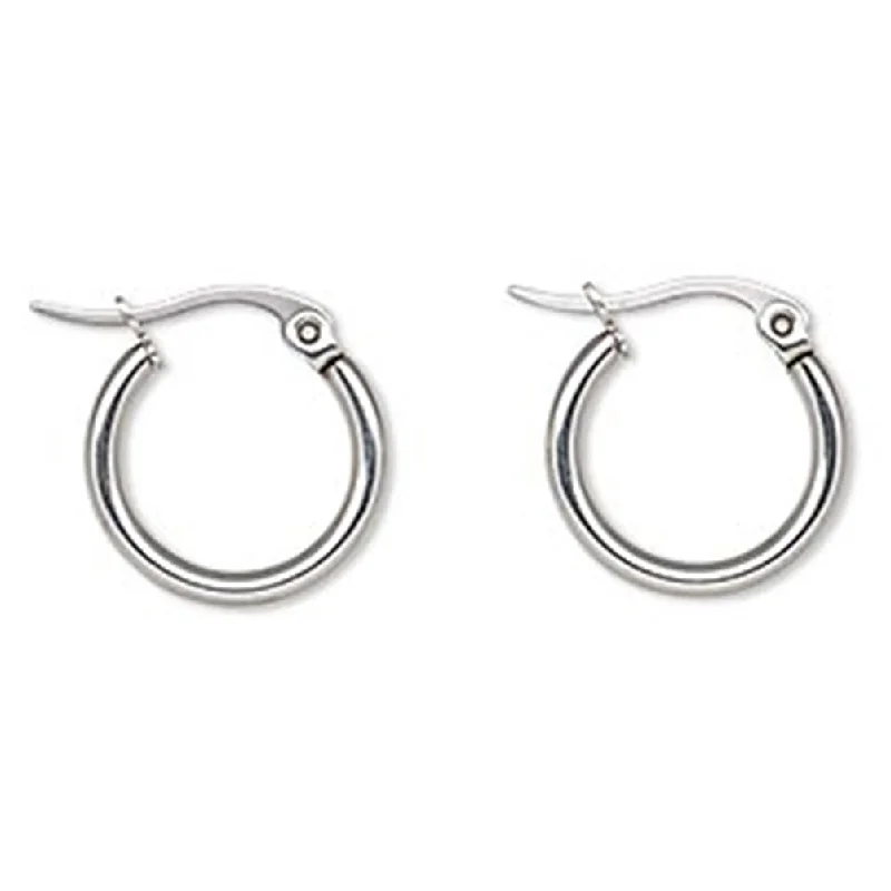 Triangle stud earrings-Hoop Earrings Stainless Steel 15.5mm Round