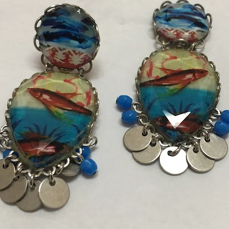 Druzy gem earrings-BLUE SALMON AYALABAR EARRINGS