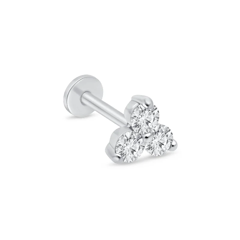 Infinity charm earrings-Diamond Trinity Cluster Flat Back Earring