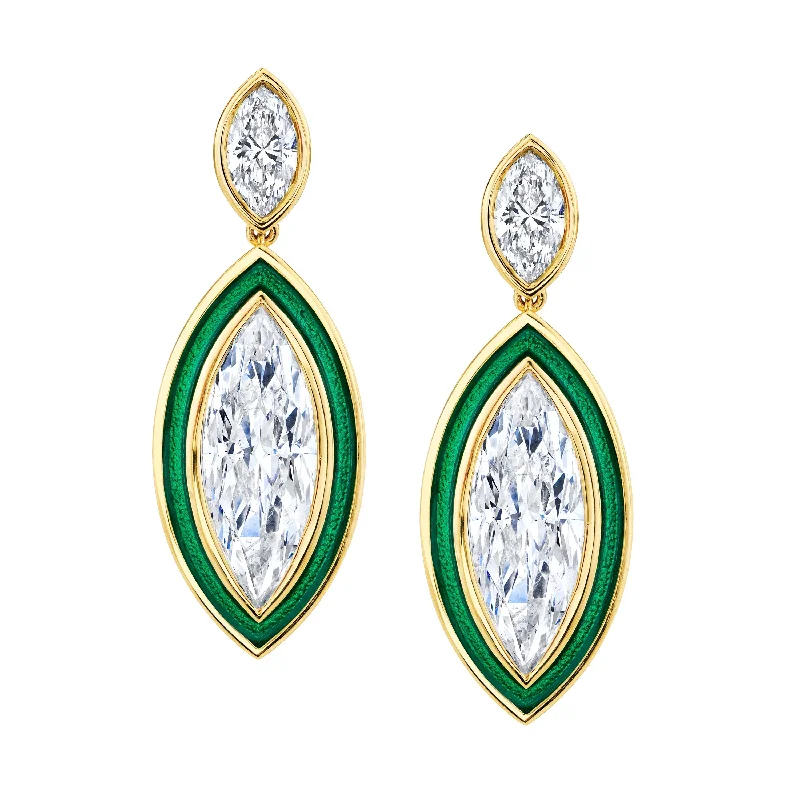 Emerald gem earrings-Marquise-cut Diamond Drop Earrings