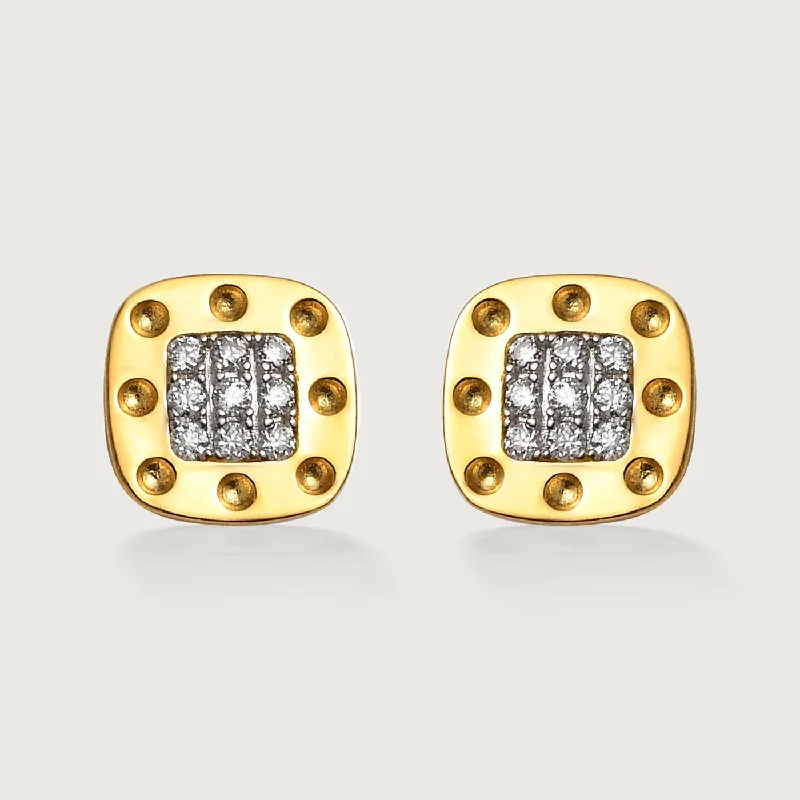 Lace detail earrings-Moissanite Square Stud Earrings