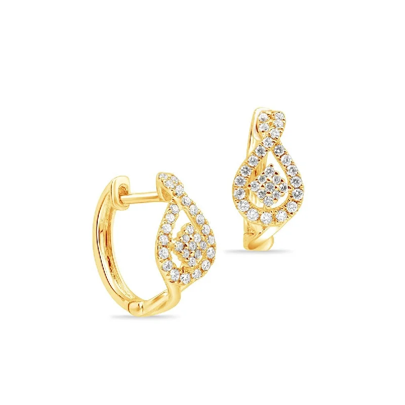 Cluster gem earrings-Halo Diamond Pavé Huggie Earrings