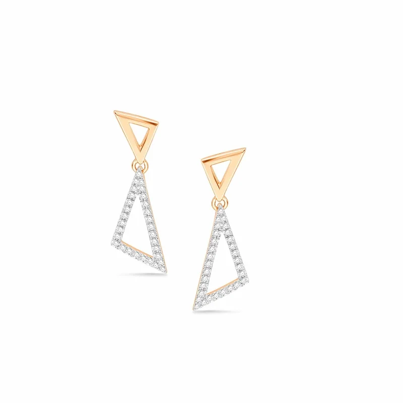 Wing charm earrings-Diamond Triangle Dangle Earrings