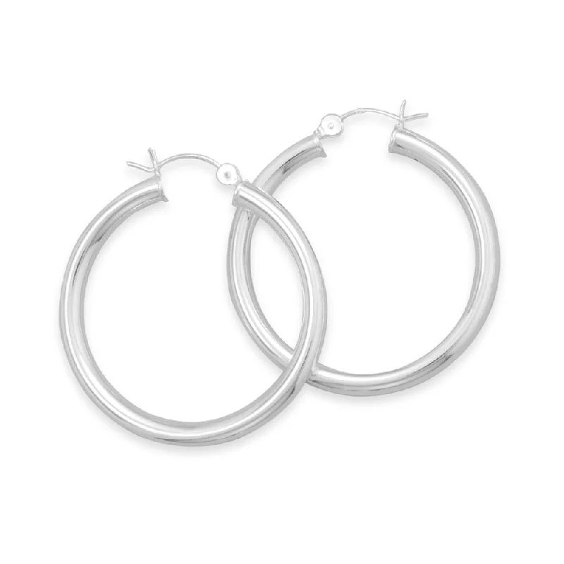 Cameo style earrings-Hoop Earrings with Click Close Sterling Silver 40mm