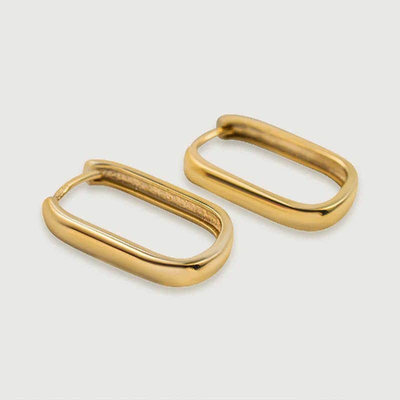 Starburst earrings-Baguette Large Hoop Earrings in 9K Gold