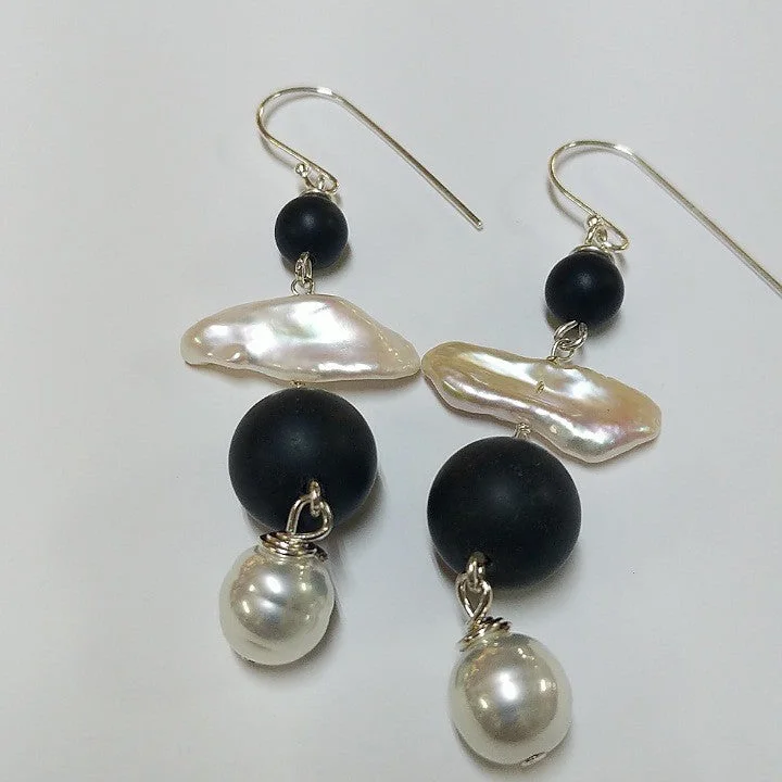 Lunar drop earrings-MOKO EARRINGS PEARL ONYX 2