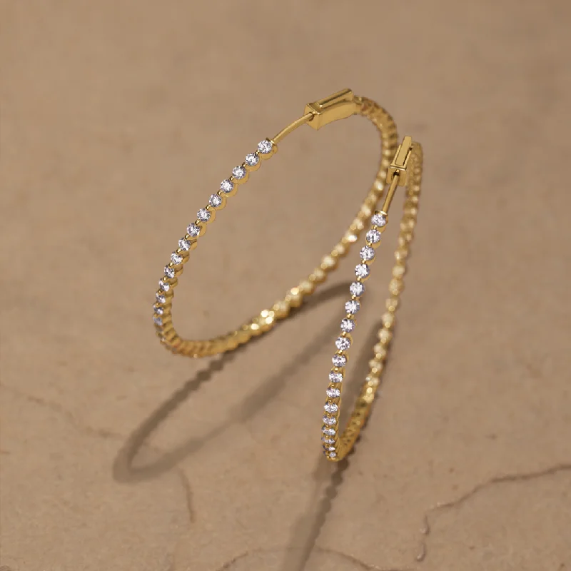 Gold stud earrings-Round Brilliant Floating Hoop Earrings