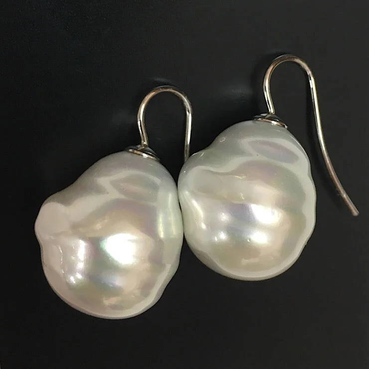 Starburst earrings-SPANISH BAROQUE FAUX PEARL EARRING ON SILVER HOOK