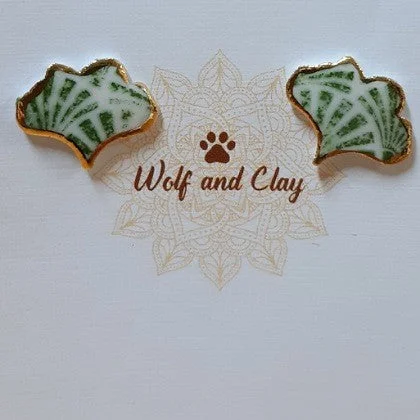 Asymmetrical earrings-WOLF AND CLAY GOLD RIMMED STUD EARRINGS