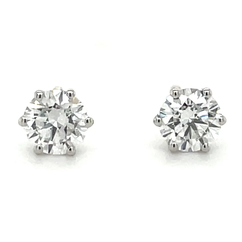 Multi-layer earrings-14ct White Gold 0.74ct-0.76ct Round Six Claw Laboratory Grown Diamond Earrings