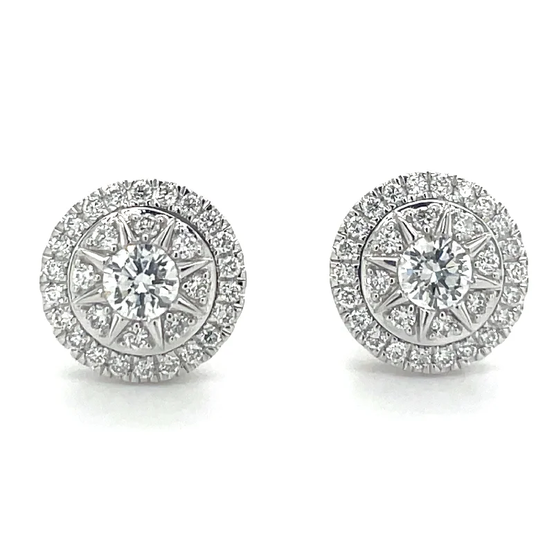 Chunky stud earrings-14ct White Gold 0.76ct Laboratory Grown Diamond Cluster Earrings