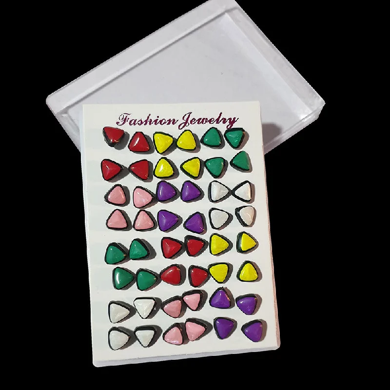 Tile pattern earrings-24 Pairs, assorted designs combo pack earring tops for kids girl and teenager, unbeatable wholesale priced offering