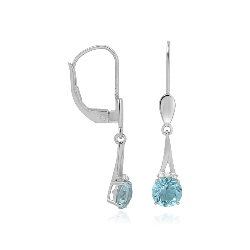 Labradorite earrings-Blue Topaz and Diamond Drop Earrings