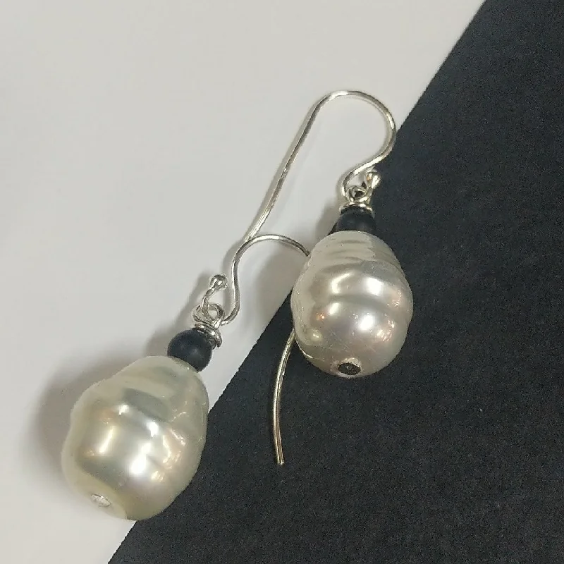 Beaded cluster earrings-MOKO EARRINGS PEARL ONYX