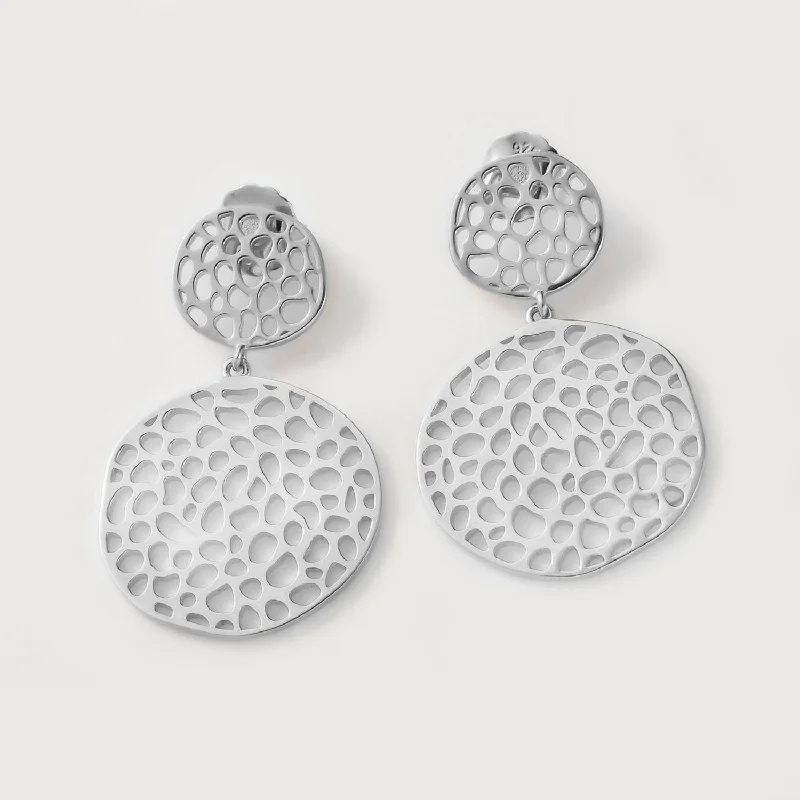 Antique clip earrings-Lattice Double Disc Earrings