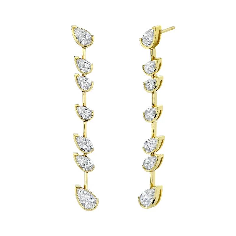 Textured hoop earrings-Pear Shape Diamonds Drop Earrings