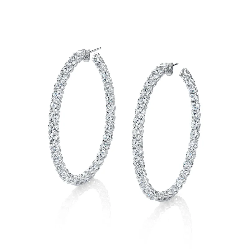 Rustic wood earrings-28.5 Carat Round Diamond Brilliant Hoop Earring in 18k White Gold