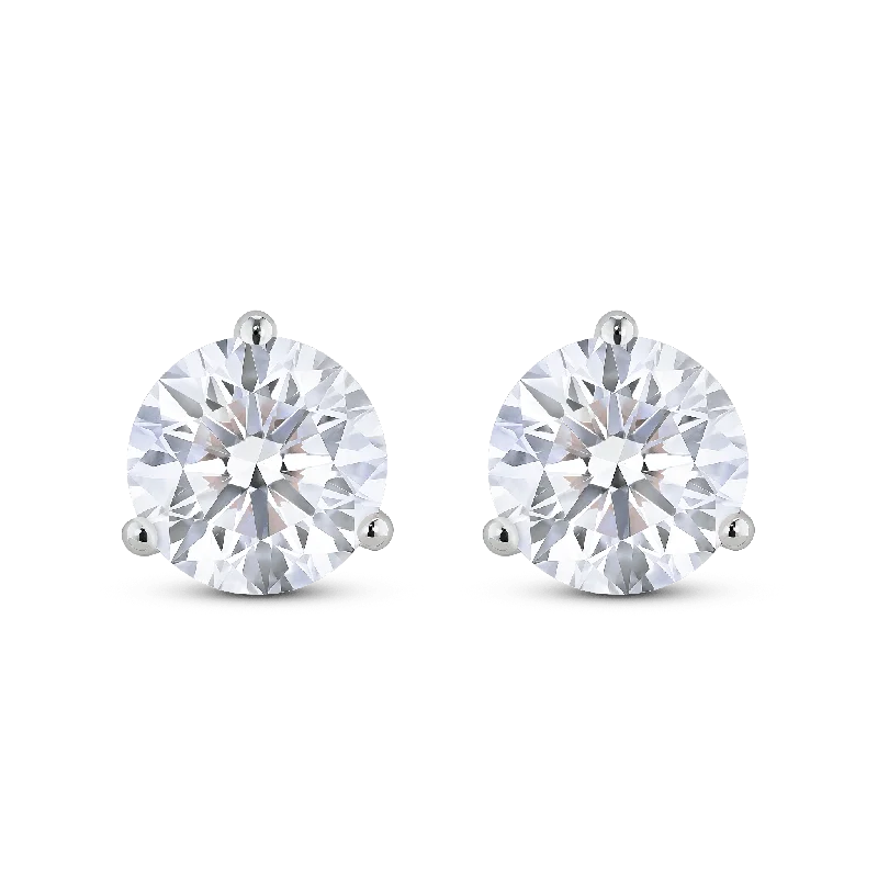 Two-tone earrings-The Round Brilliant Solitaire Studs