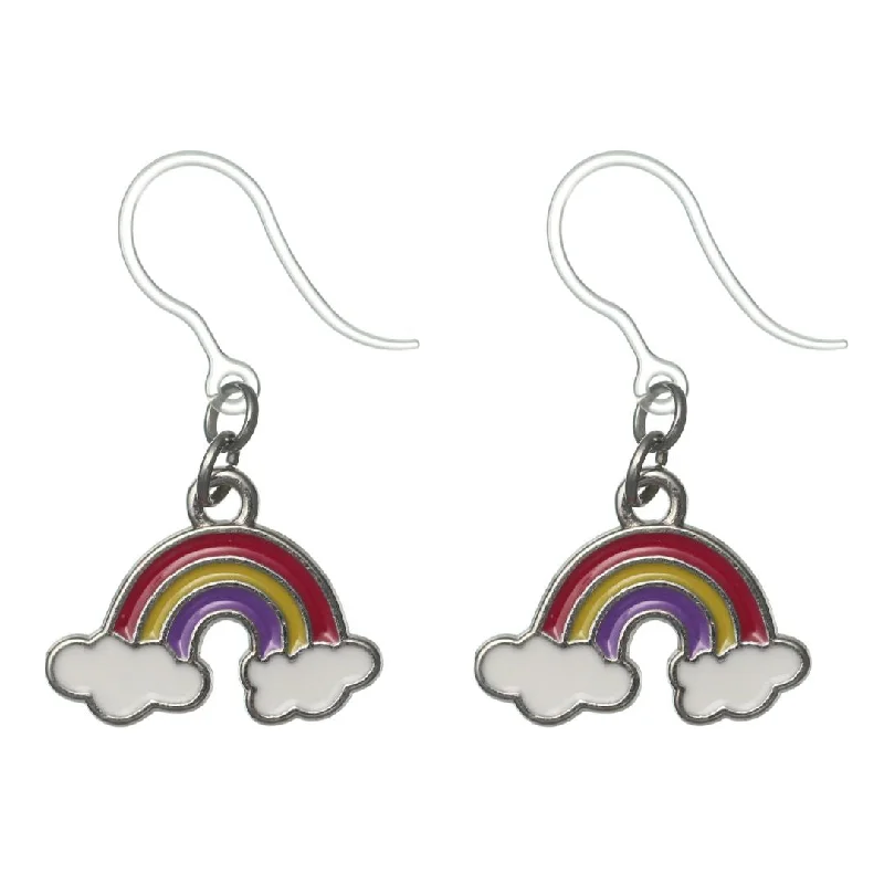 Bold cuff earrings-Rainbow Cloud Dangles Hypoallergenic Earrings for Sensitive Ears Made with Plastic Posts