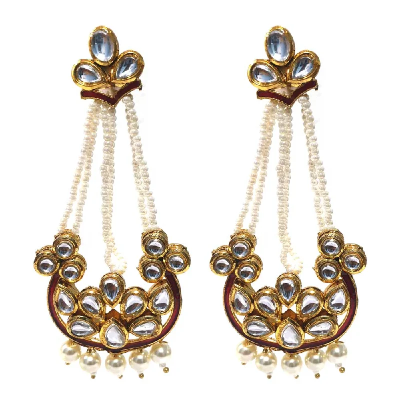 Oversized hoop earrings-FESTIVE COLLECTION' HANDMADE KUNDAN EARRINGS SOLD BY PER PAIR PACK' BIG SIZE 70-80 MM