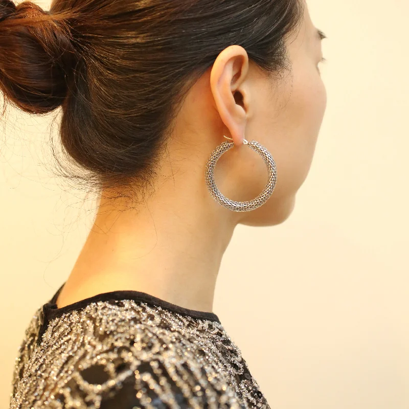 Lace detail earrings-LG Disco Tube Hoop Earrings