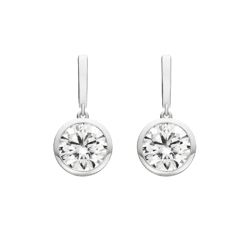 Deco design earrings-The Round Brilliant Bezel Drop Earrings