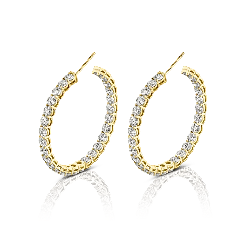 Quartz charm earrings-Norman Silverman Signature Diamond Hoop in Yellow Gold