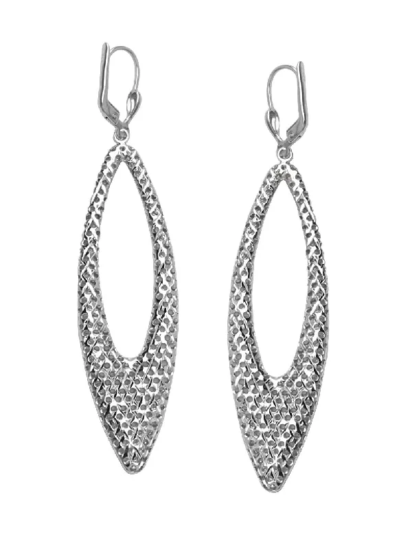 Swarovski earrings-Marquise Drop Earrings Laser-cut Mosaic Collection Silver Nontarnish Lever