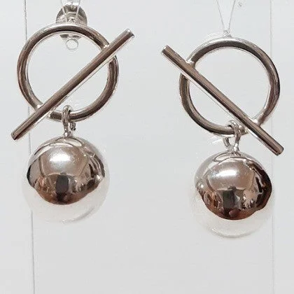 Clay crafted earrings-EARRINGS STERLING SILVER T-BAR BALL STUDS