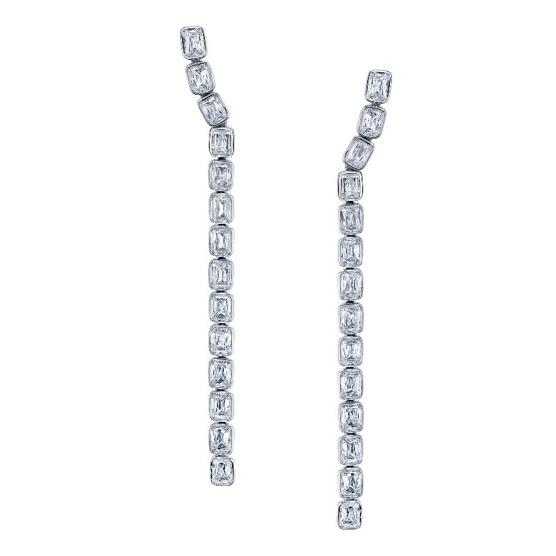 Baroque pearl earrings-Emerald Cut Bezel Drop Earring