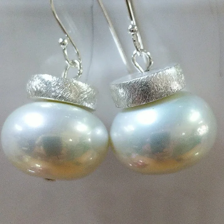 Lightweight dangle earrings-MOKO EARRINGS SPANISH FAUX PEARL HOOKS