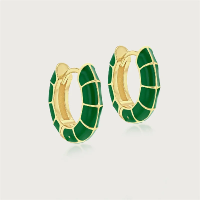 Abstract stud earrings-Taffy Enamel Twister Huggie Hoops