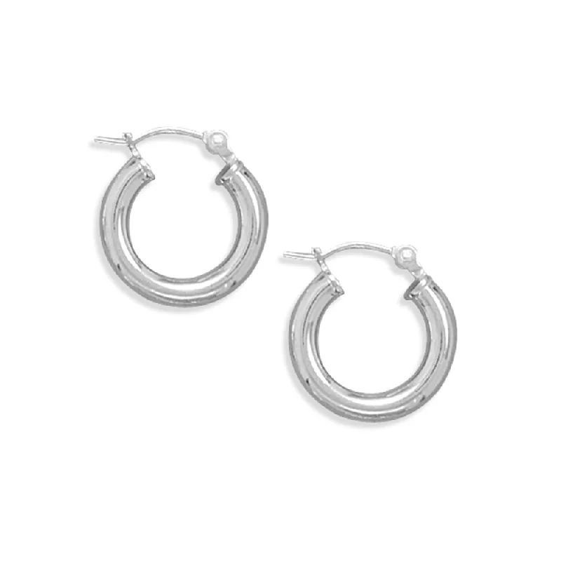 Quartz charm earrings-Hoop Earrings Extra Extra Small 3mm x15mm Round Tube Sterling Silver