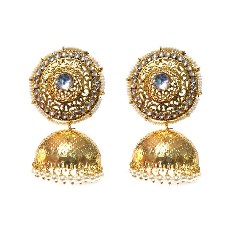 Oval stud earrings-FESTIVE COLLECTION' HANDMADE DESIGNER JHUMKA KUNDAN EARRINGS SOLD BY PER PAIR PACK' BIG SIZE 60-65 MM