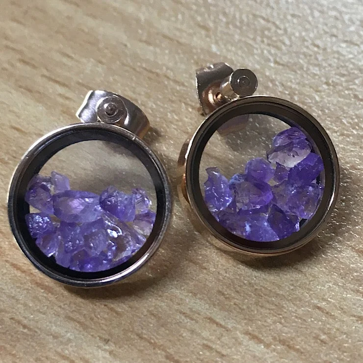 Beaded cluster earrings-TIME FLIES ROSE GOLD CAPTURED AMETHYST EARRINGS