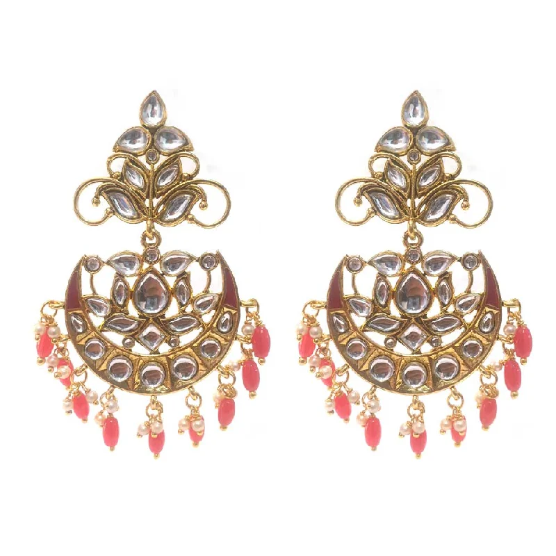 Tribal stud earrings-FESTIVE COLLECTION' HANDMADE KUNDAN EARRINGS SOLD BY PER PAIR PACK' BIG SIZE 70-75 MM