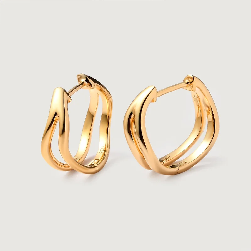 Hollow hoop earrings-Molto Wave Hoop Earrings