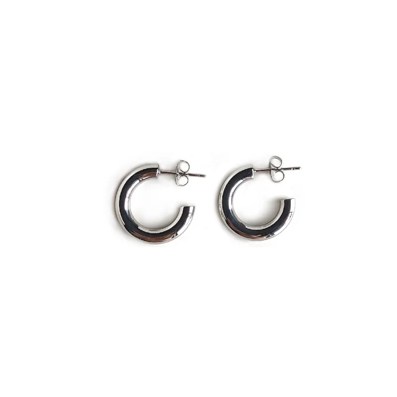 Minimalist bar earrings-Small Tube Hoop Studs