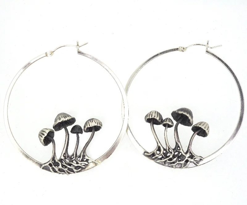 Cameo style earrings-Mushroom hoop earrings