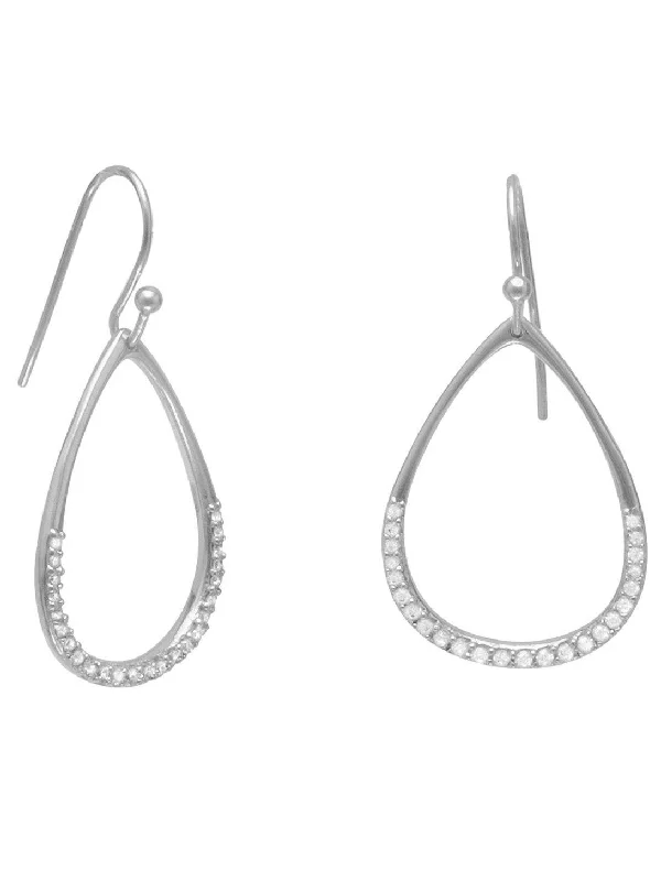 Knot accent earrings-Teardrop Shape Earrings with Cubic Zirconia Rhodium on Sterling Silver