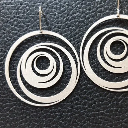 Aged gold earrings-EARRINGS DROP CONCENTRIC CIRCLES