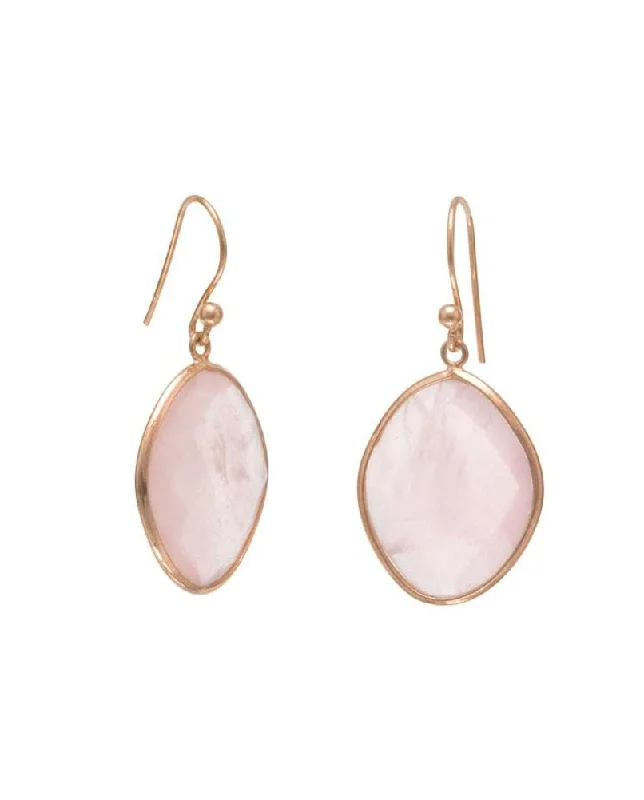 Tile pattern earrings-Dyed Rose Quartz Earrings Faceted with Rose Gold-plated Sterling Silver