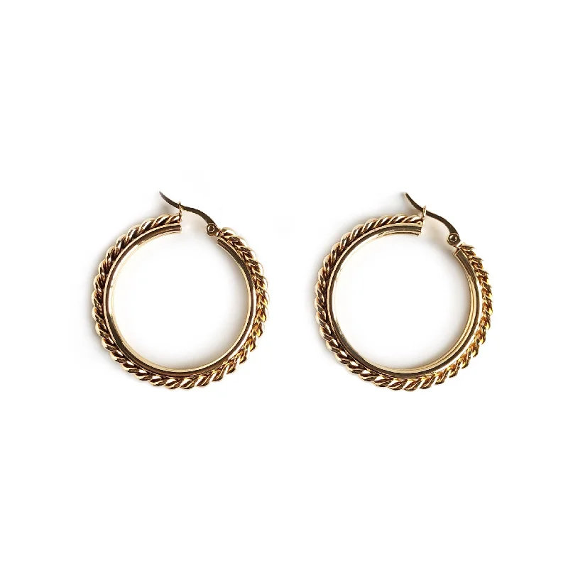 Druzy gem earrings-Twist Hoop Earrings