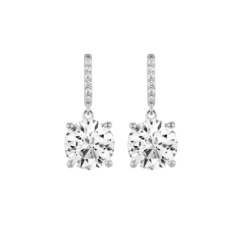 Oval stud earrings-The Round Brilliant Solitaire Drop Earrings