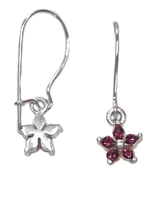 Infinity charm earrings-Small Flower Earrings Made with Swarovski(R) Crystal Purple Sterling Silver