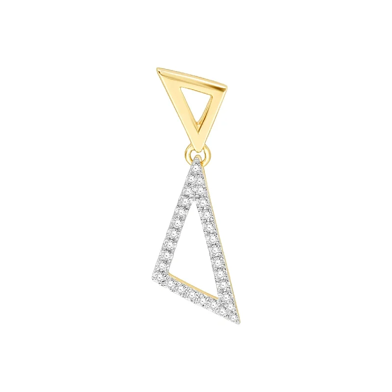 Aged gold earrings-Diamond Triangle Dangle Earrings