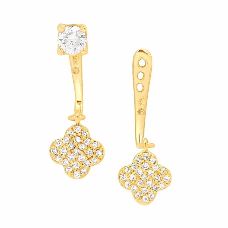 Textured hoop earrings-Pavé Diamond Clover Ear Jackets & Studs