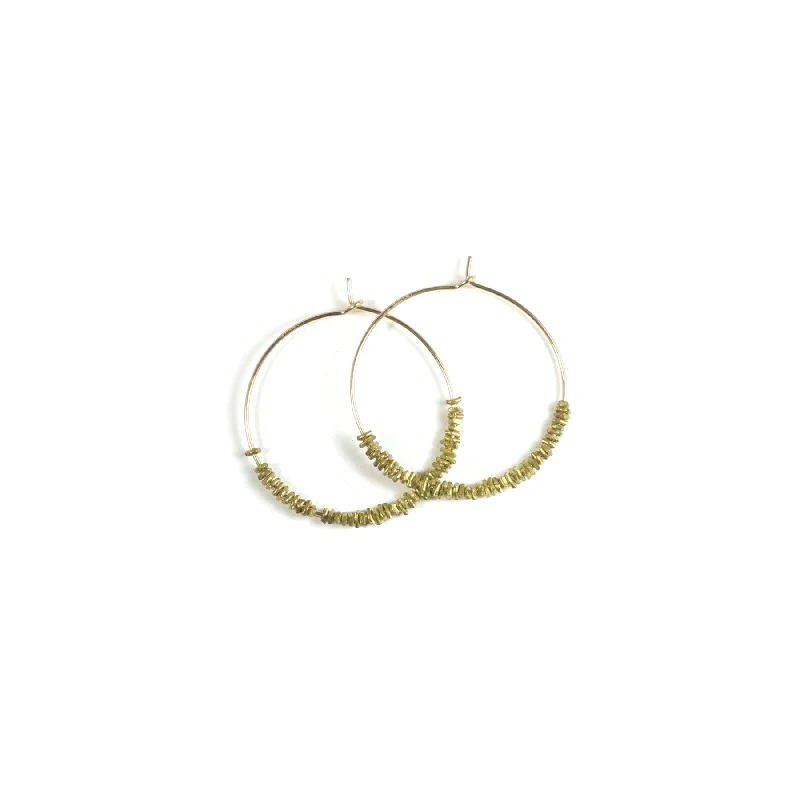 Rose gold earrings-Brass Beaded Hoops