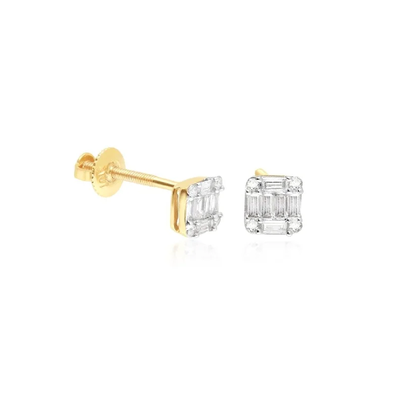 Polymer hoop earrings-Cushion Mixed Diamond Screw Back Earrings