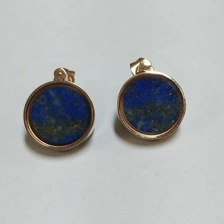 Sculpted hoop earrings-LAPIS LAZULI CAPTURED IN ROSE GOLD EARRINGS